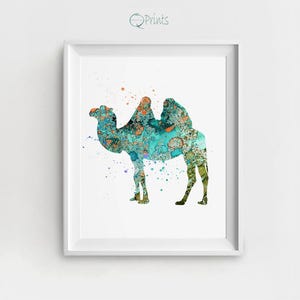 Camel Art Print, Digital Camel, Turquoise Camel, Camel Picture, DIY Kid Art, Large Wall Art, Watercolor Camel, Baby Room Decor, Nursery Art