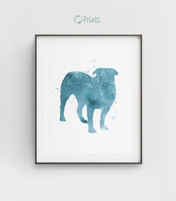 Bulldog Print Bulldog Printable Puppy Poster Blue Bulldog | Etsy