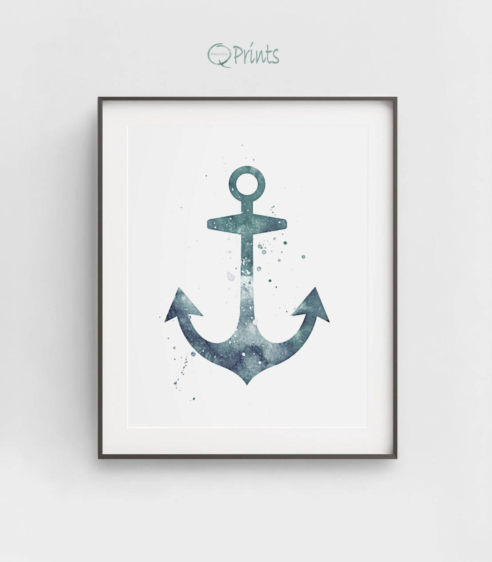 Blue Anchor Print Nautical Prints Digital Anchor Art | Etsy