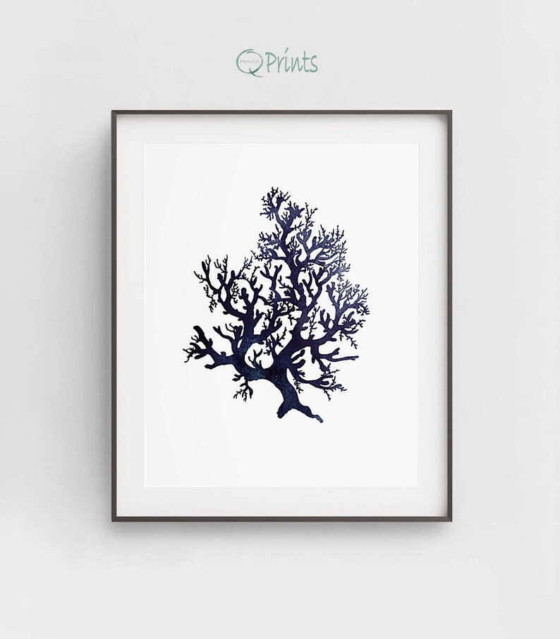 Set of 6 Sea Corals Dark Navy Blue Printable Corals Ocean - Etsy
