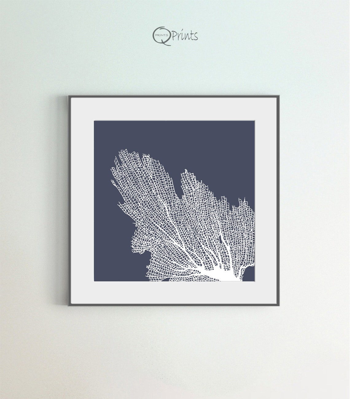 Set of 4 Corals Digital Wall Art Printable Corals Navy Blue | Etsy