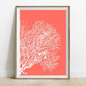 Set of Coral Prints, Set of 4 Printables, Orange Coral Colour, Hamptons ...
