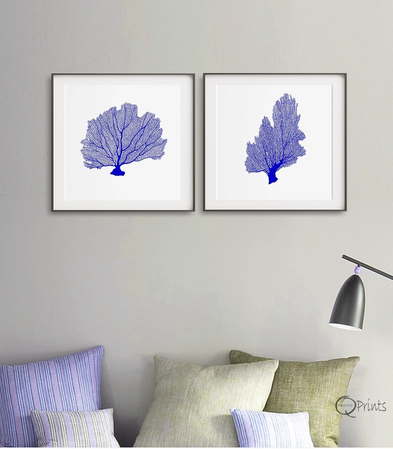 Impresión de arte de coral conjunto de 2 impresiones coral | Etsy