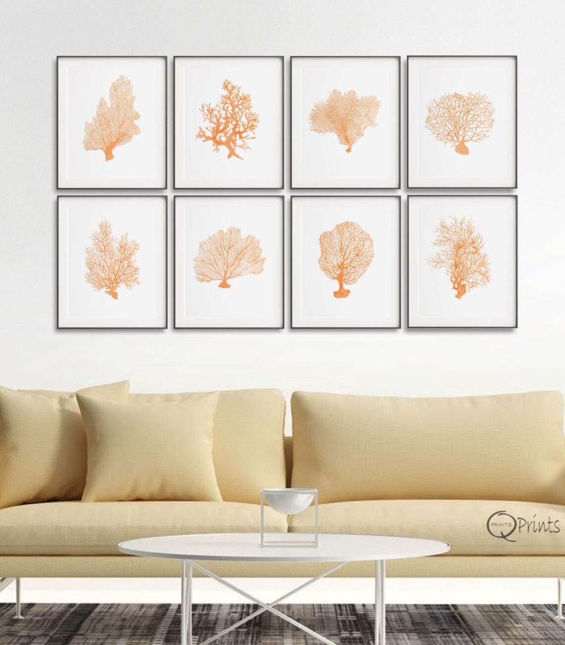 Set of Coral Prints 8 Printable Corals Orange Digital Coral - Etsy