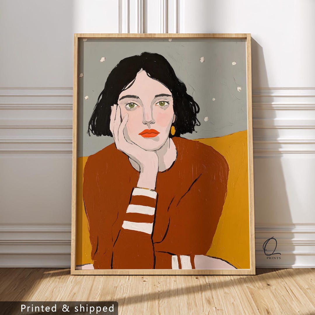 Modern Female Portrait Wall Art Print, Stylish Woman Illustration ...