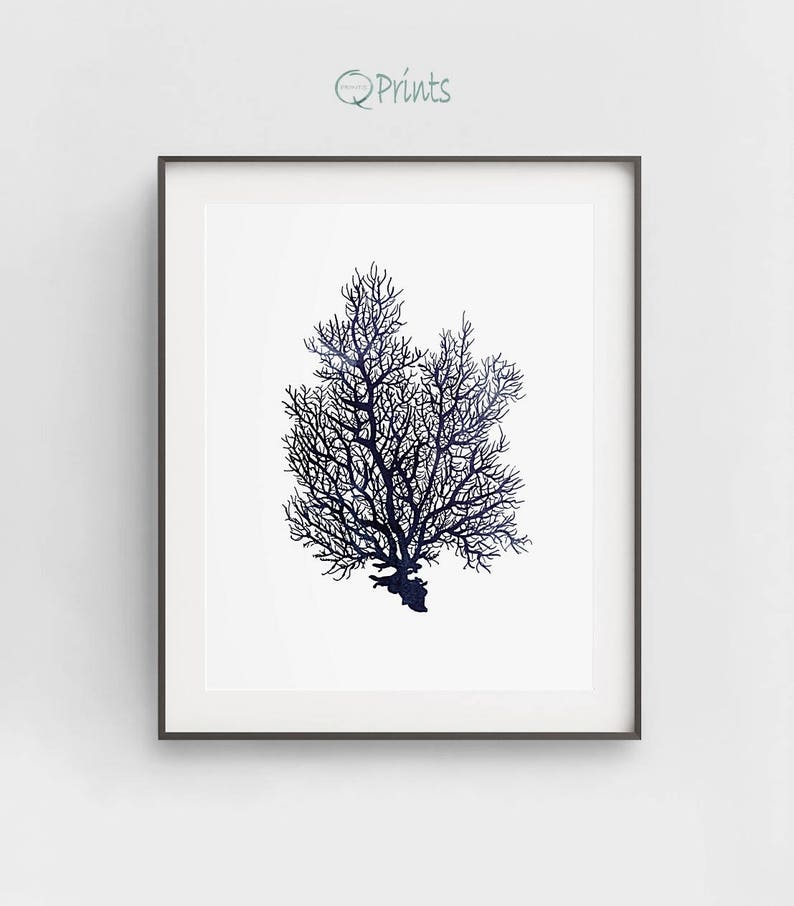 Set of 6 Sea Corals Dark Navy Blue Printable Corals Ocean - Etsy