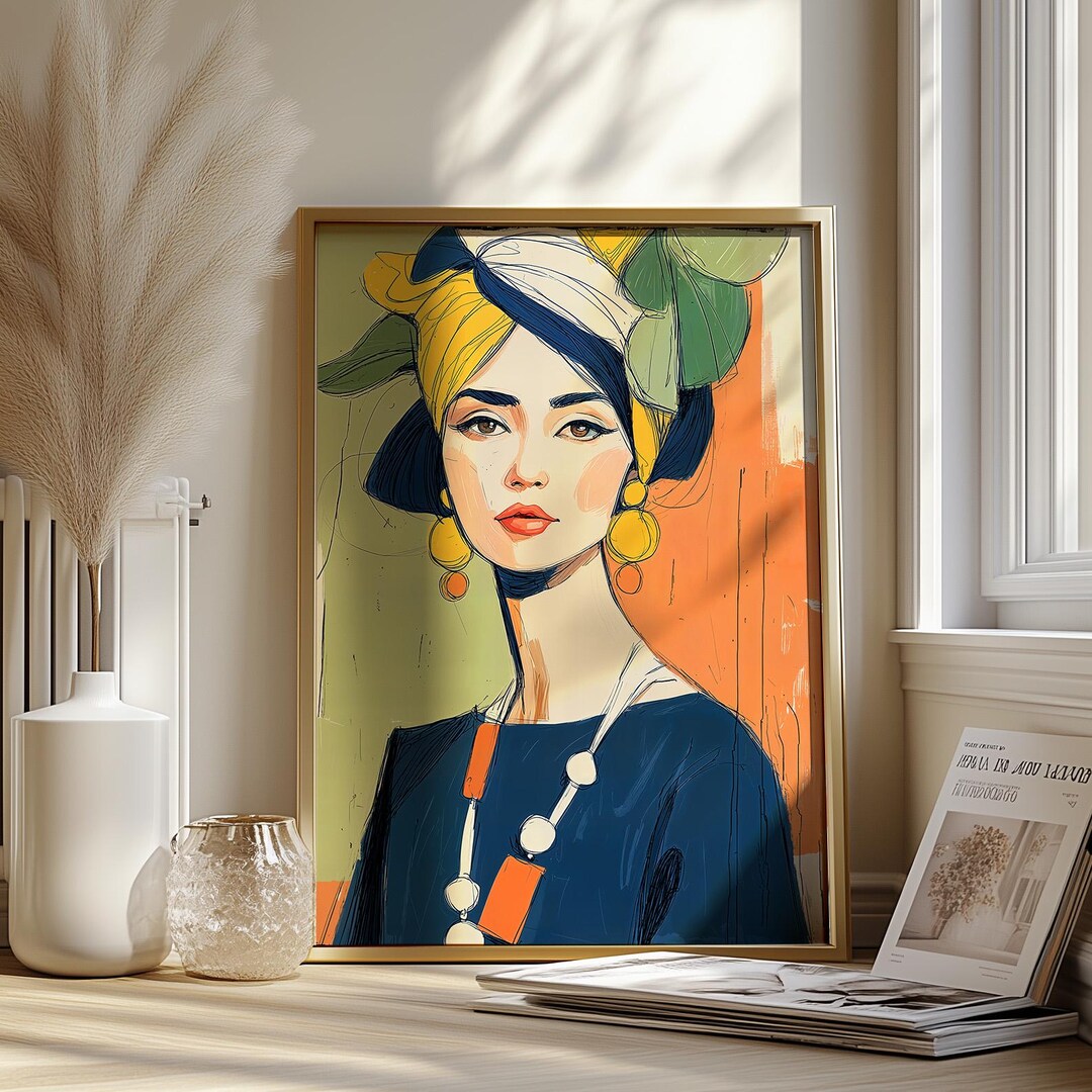 Modern Fashion Portrait Wall Art | Elegant Woman Illustration | Bold ...