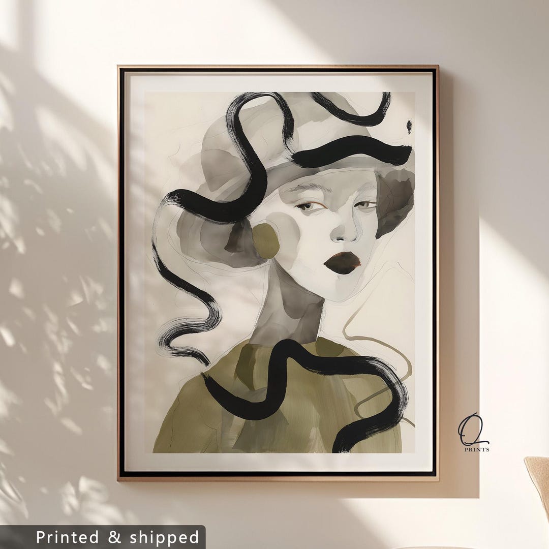 Abstract Woman Portrait Wall Art, Modern Ink Illustration, Minimalist ...