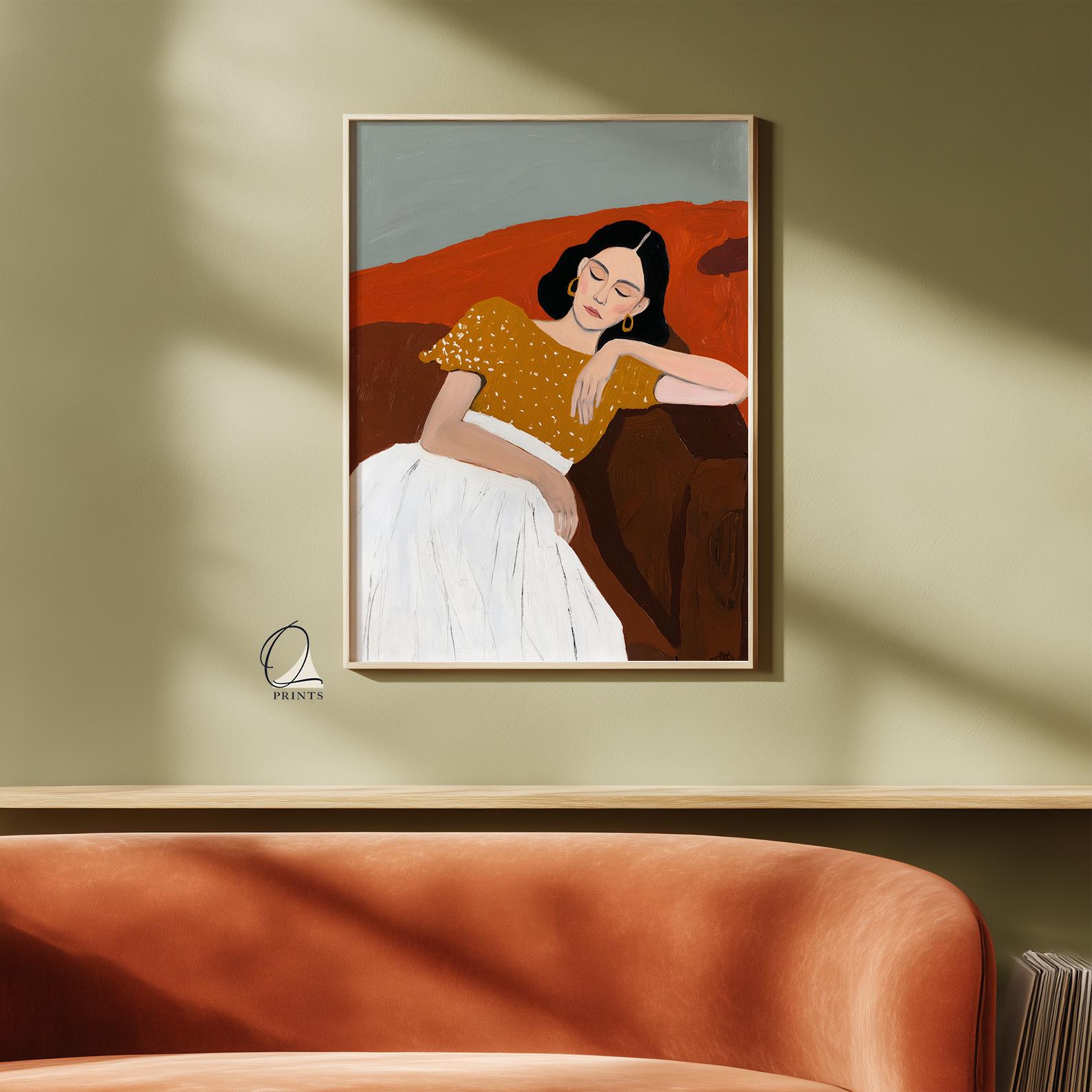 Modern Woman Wall Art Print, Minimalist Female Portrait, Calm Lifestyle ...