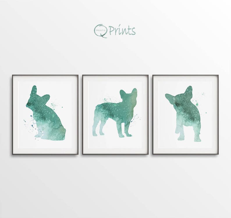 Digital Bulldog Art Diy Large Wall Art Set Of 3 Pink Dogs French Bulldog Print Pink