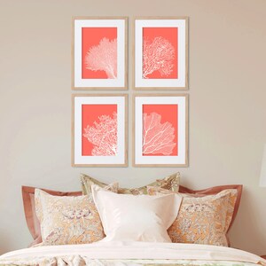 Set of Coral Prints, Set of 4 Printables, Orange Coral Colour, Hamptons ...
