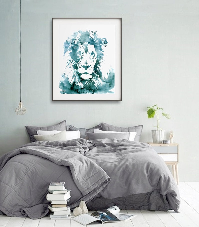 Blue Lion Print Animal Prints Print for Framing Large Wall Etsy
