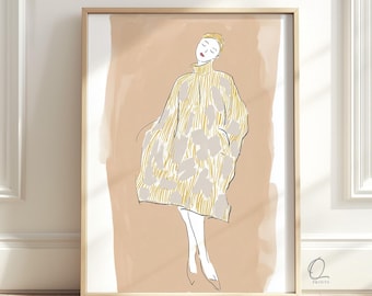 Minimalist Fashion Wall Art, Woman in Oversized Dress Print
