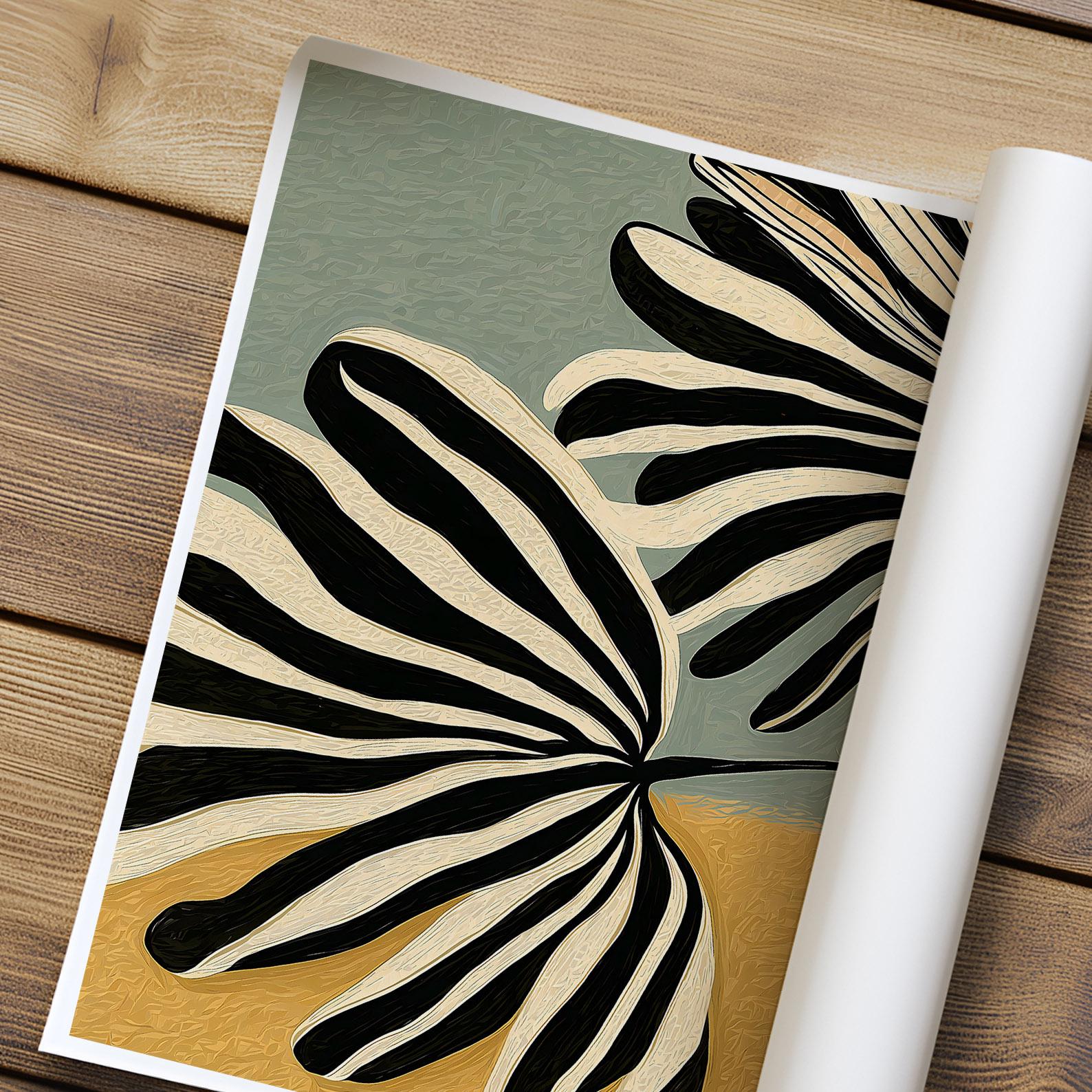 Abstract Botanical Palm Leaf Print, Mid Century Tropical Wall Art - Etsy