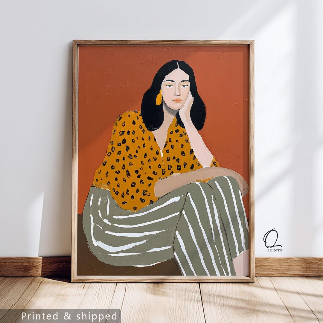 Modern Woman Portrait Wall Art Print, Minimalist Female Illustration ...