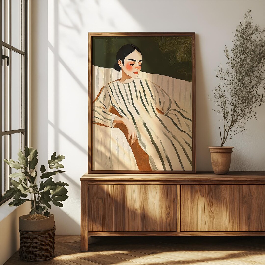 Minimalist Woman Portrait Print | Neutral Tone Wall Art (digital ...