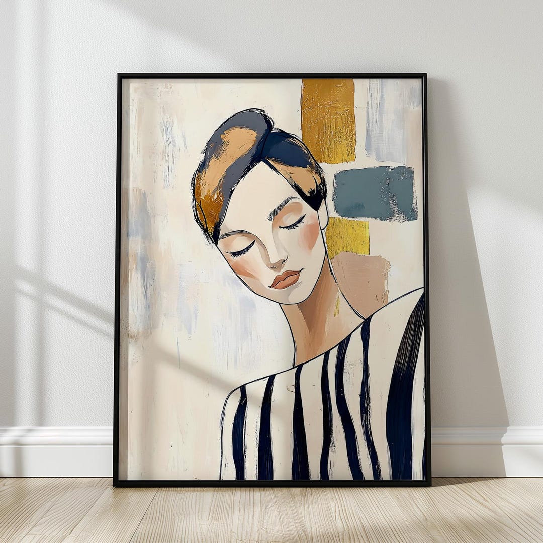 Minimalist Woman Portrait Art Print, Abstract Fashion Illustration ...