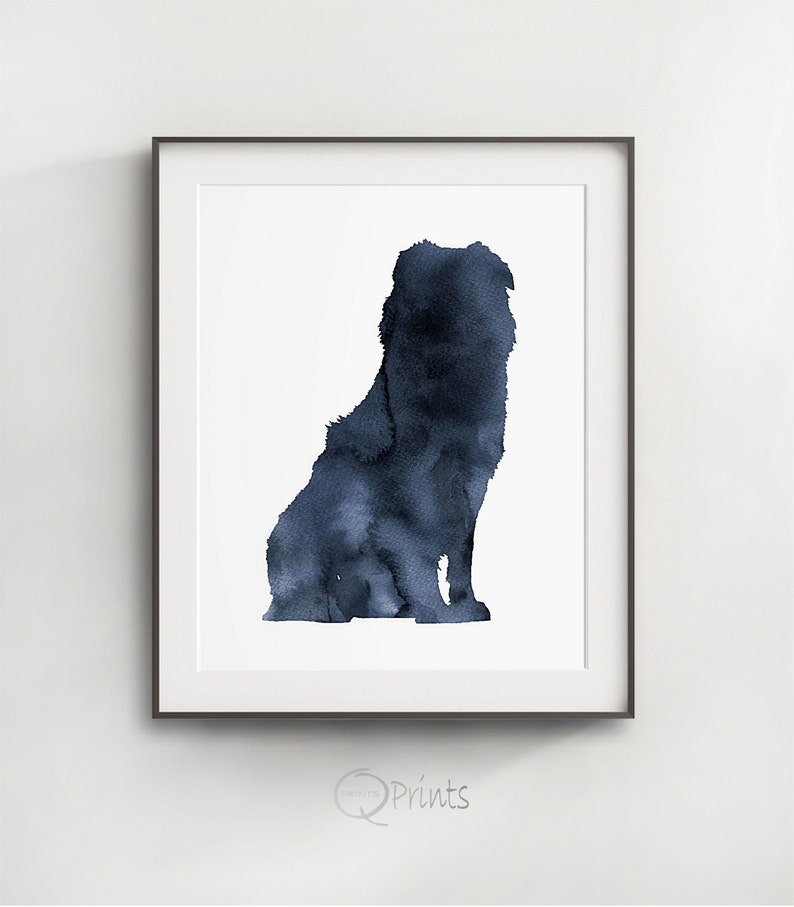 Australian Shepherd Wall Art Printable Growing Dog Navy Etsy