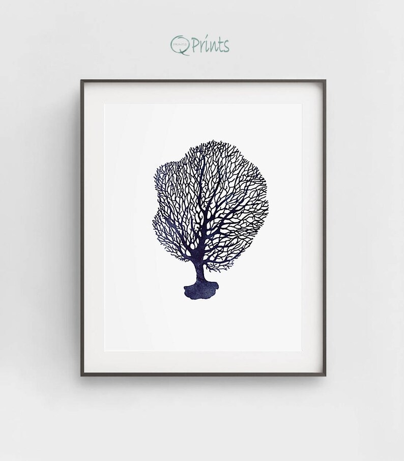 Set of 6 Sea Corals Dark Navy Blue Printable Corals Ocean - Etsy