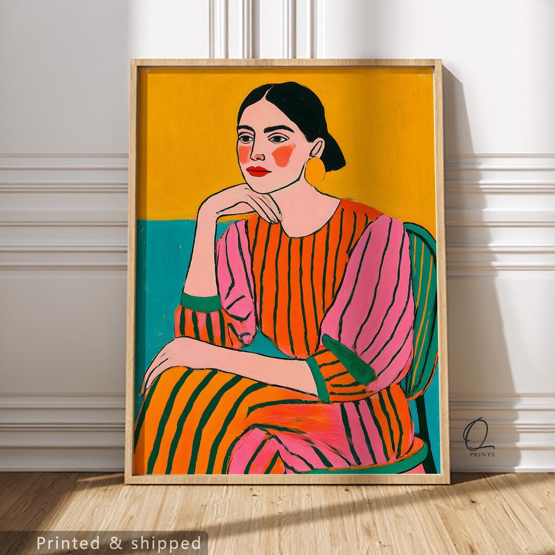 Colorful Woman Portrait Wall Art, Modern Abstract Female Print, Bold ...