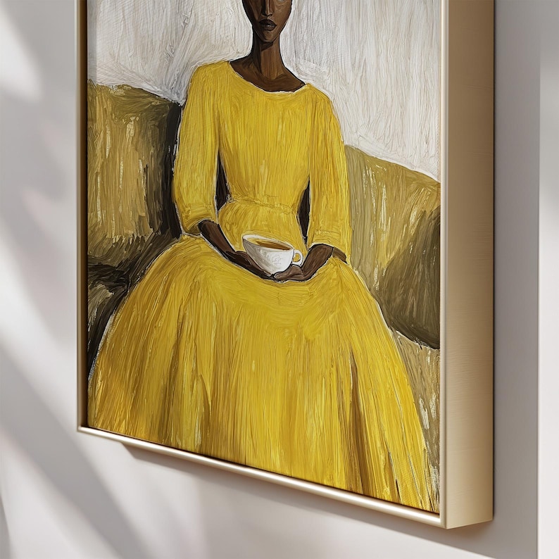 woman-in-yellow-dress-art-print-minimalist-portrait-digital-download