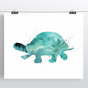 Turtle Art Print, Printable Turtle, Watercolor Turtle, Colored Turtle, DIY Wall Art, Large Printable, Turtle Picture, Baby Room Art Decor image 4