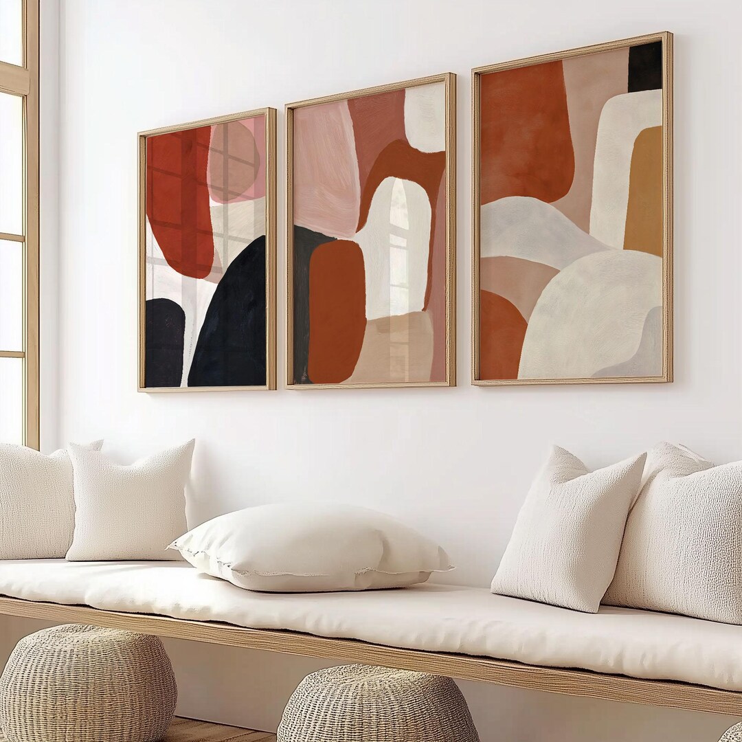 Abstract Earth Tone Art Prints, Scandinavian Minimalist Decor (digital ...