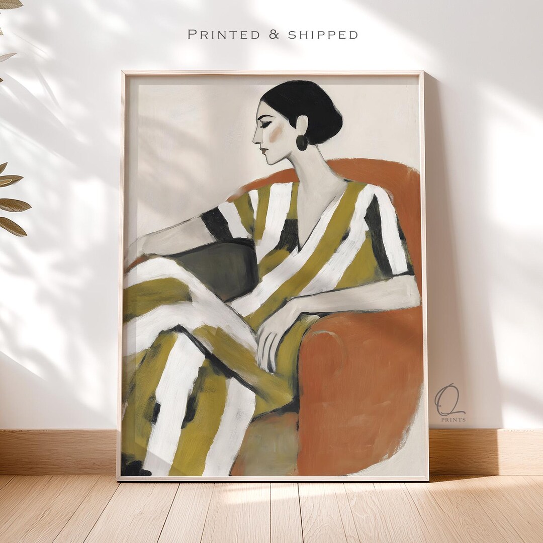 Abstract Woman Wall Art Print, Neutral Fashion Portrait Poster, Modern ...