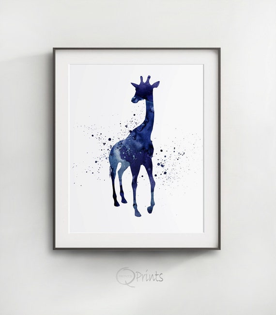 Navy Blue Giraffe Print Giraffe Watercolor Digital - Etsy