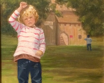 Original Oil Painting 'Small boy in a playpark'