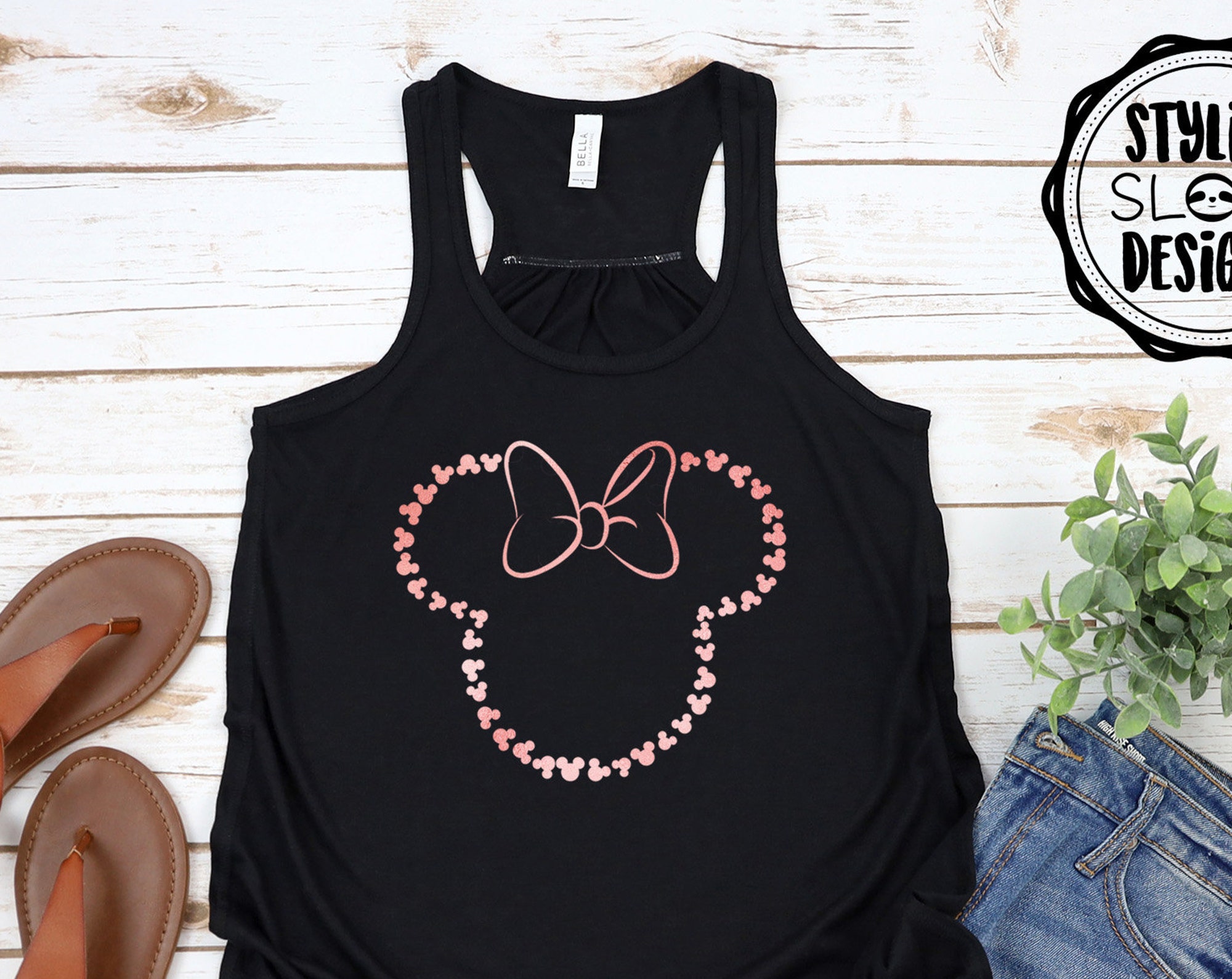 Discover Rose gold Minnie bow Disney Flowy Tank, Disney tank for women, Disney shirts for women, Minnie mouse Tank, Disney vacation tank