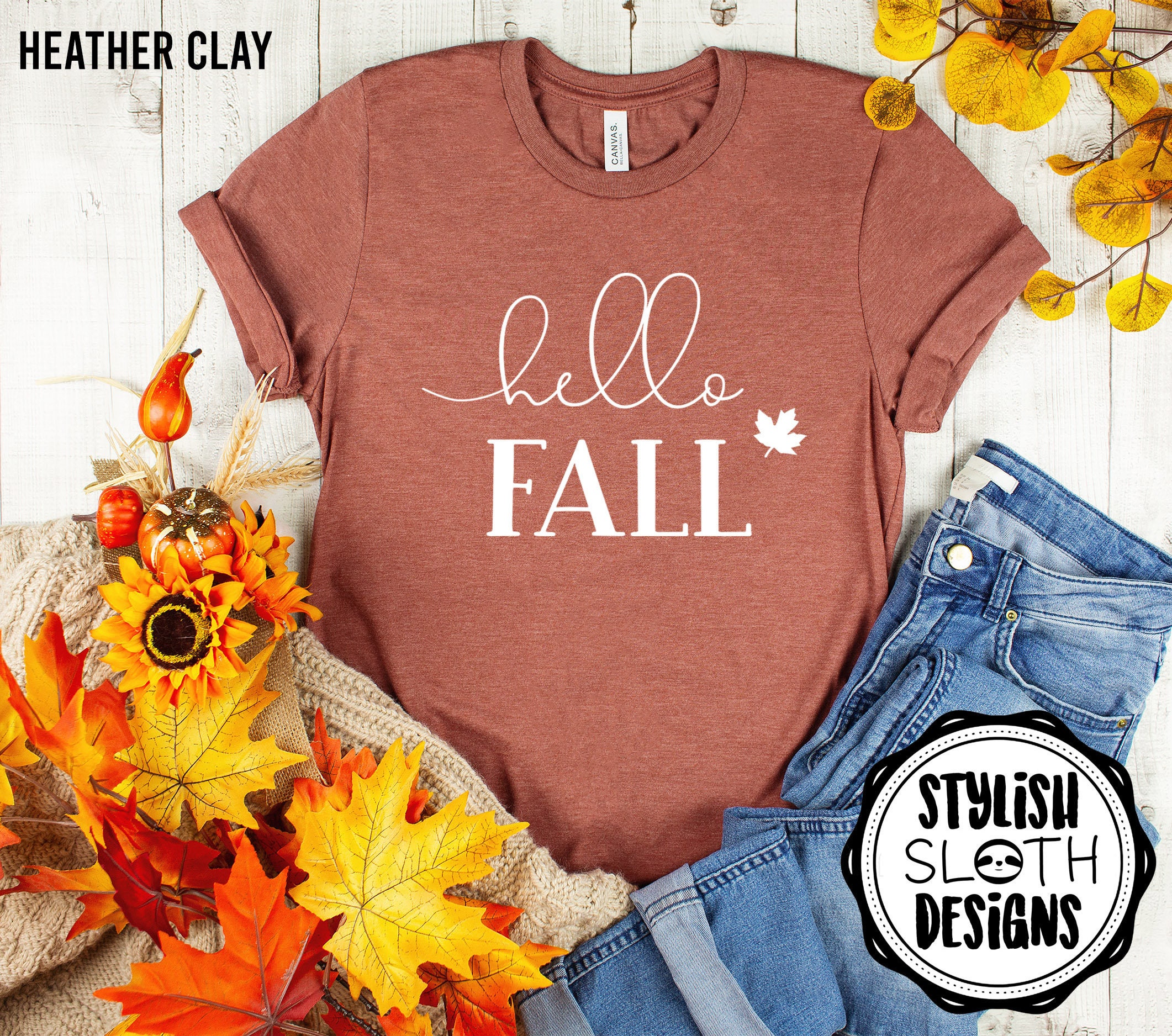 Hello Fall Shirt Fall Shirts for women Fall Time Shirt Etsy