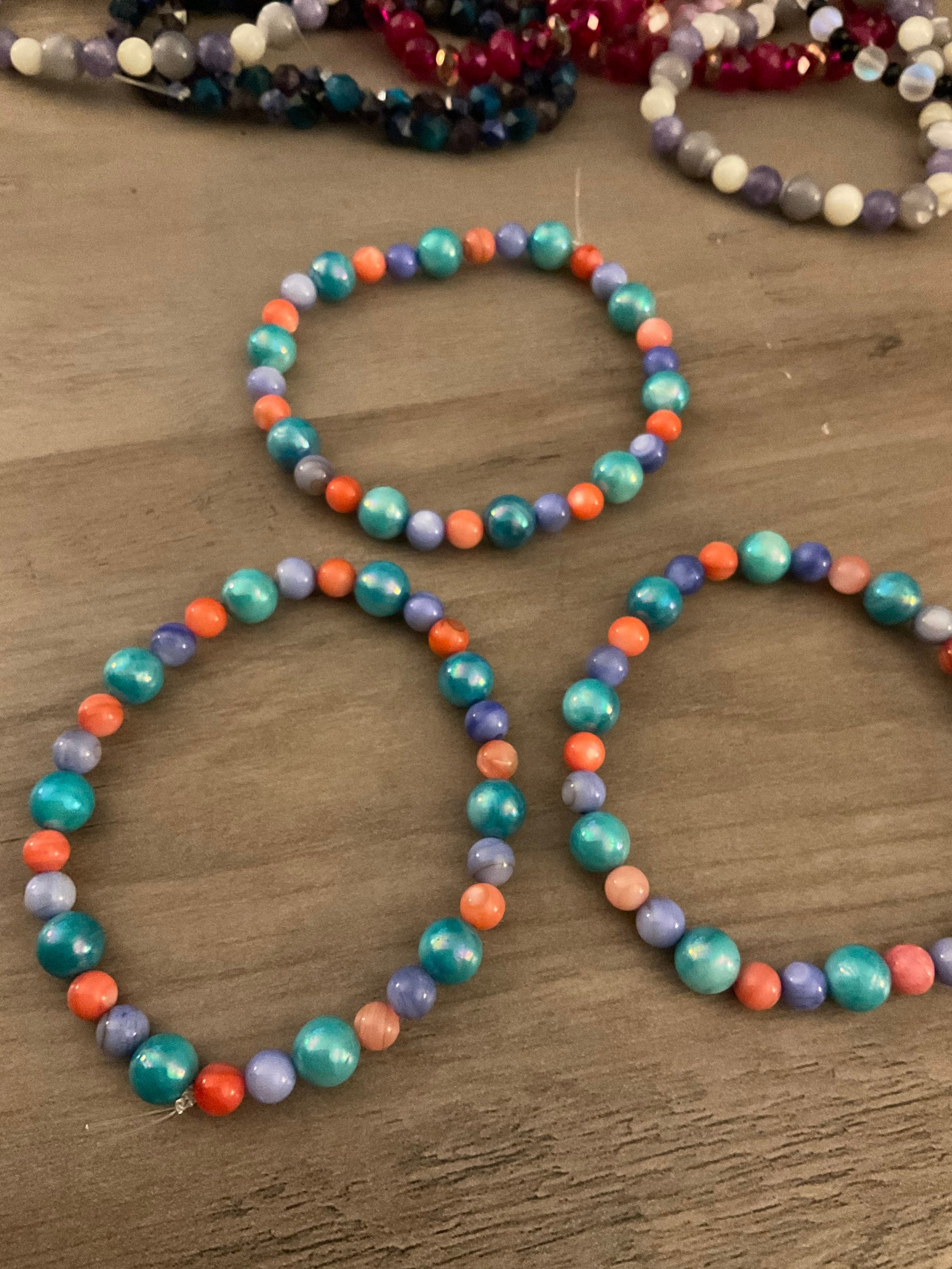 Custom Personalized Mermaid Glass Beaded Bracelets