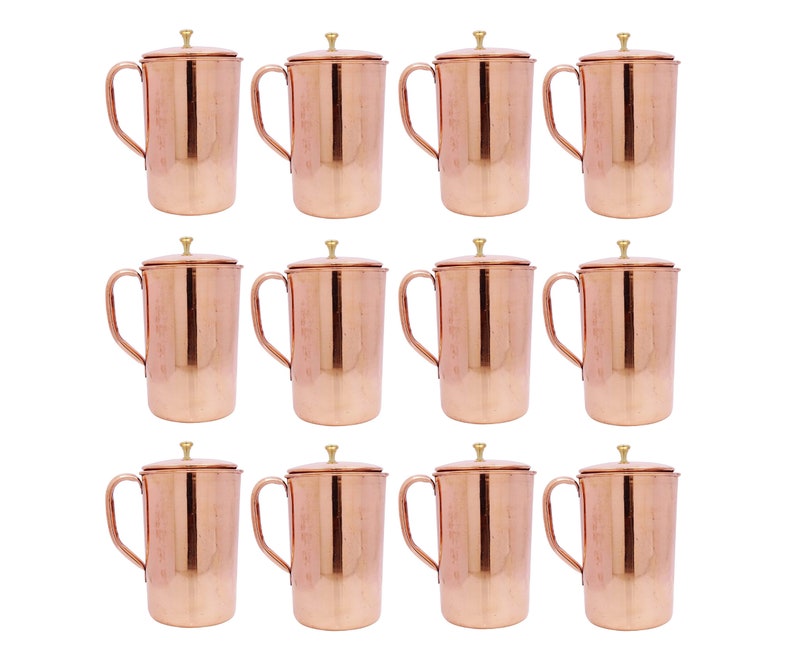 Pure Copper Handmade Jug Water Pitcher 1.5 L /& 2 Glasses Tumbler 300 ml 1 Bottle
