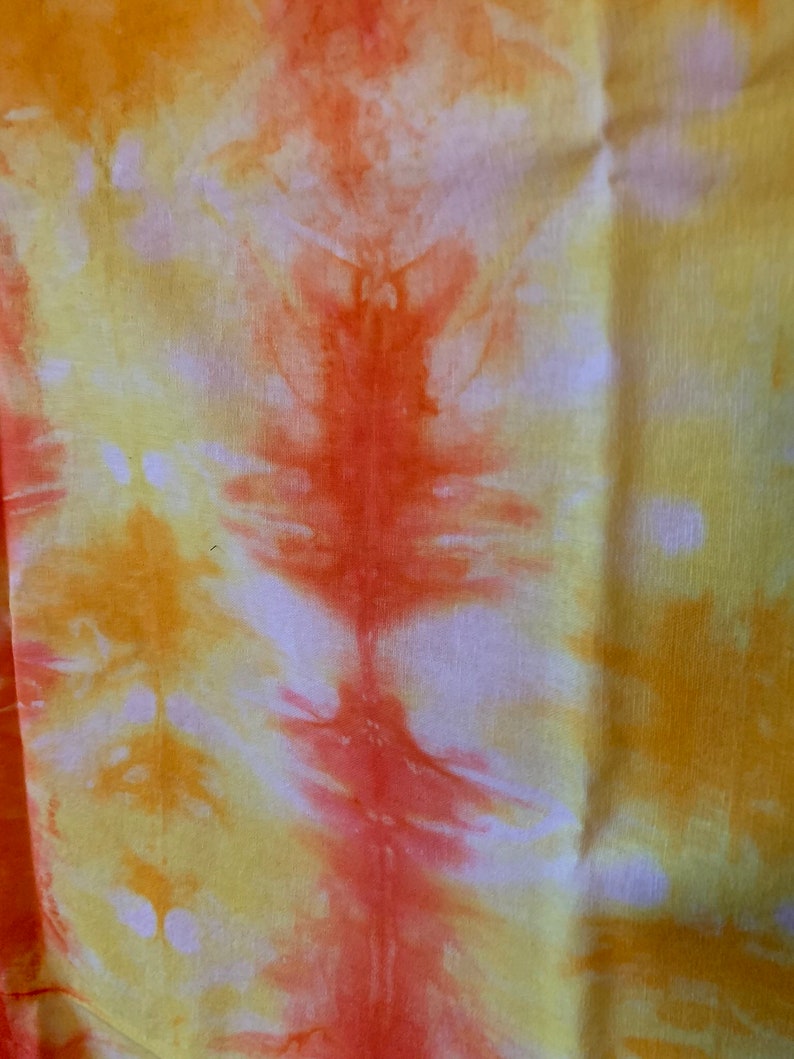1 yard shibori hand dyed in yellows and oranges 36 x 52 Essex linen Cotton