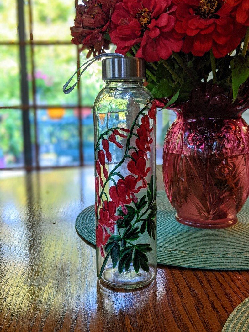 Hand Painted 18 Oz Glass Water/storage Bottles With Airtight Etsy