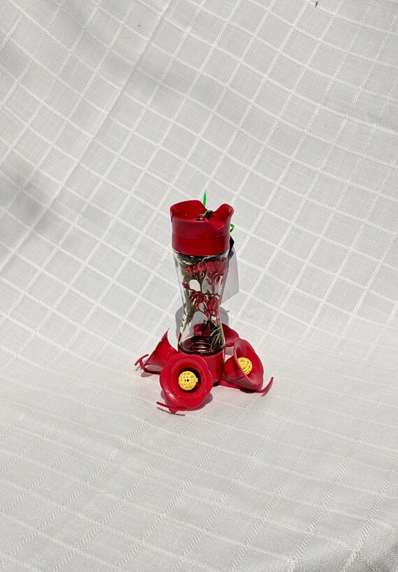 Hand Painted 8 Ounce Glass Hummingbird Feeder Bleeding Etsy