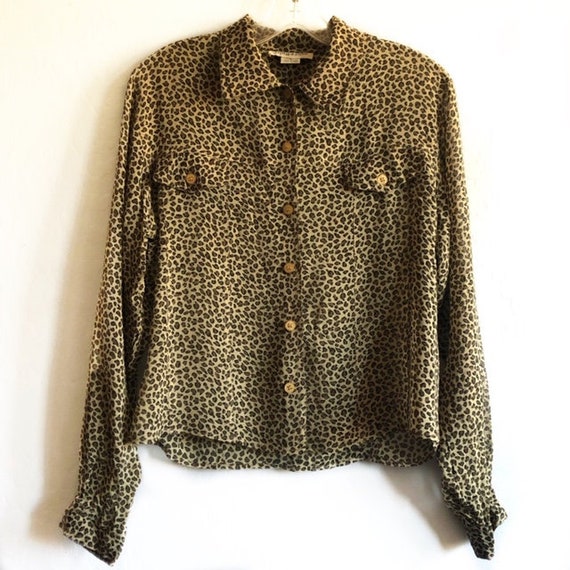 Vintage 90's Leopard Print Blouse - image 1