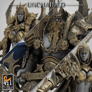 Unchained King and Guard - Lord of the Print Rescale Miniatures - DnD miniatures RPG Role Playing Game Tabletop Miniatures