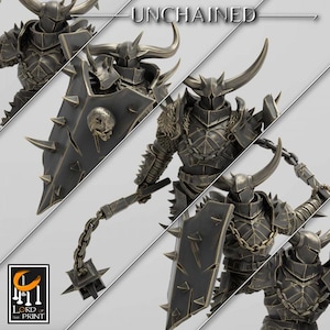 Unchained Flail Warrior - Lord of the Print Rescale Miniatures - DnD miniatures RPG Role Playing Game Tabletop Miniatures