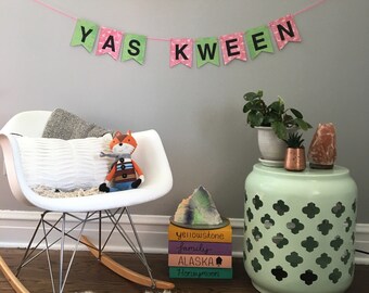 YAS KWEEN banner bunting garland // bachelorette // home decor // office decor // broad city