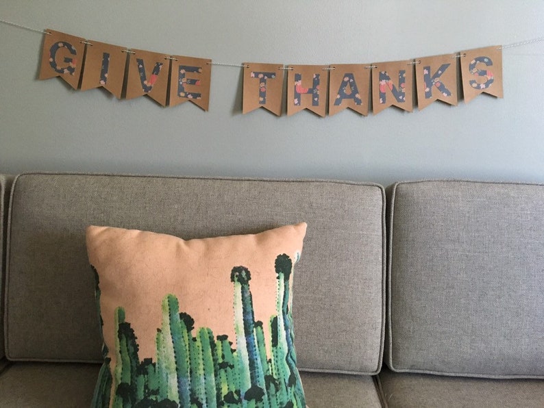 GIVE THANKS banner garland bunting thanksgiving decor fall decor thankful