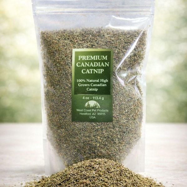 Coarse Canadian Catnip for Cats – Strong Loose Natural Nepeta Cataria – Fresh Bulk Sizes – Cat Toy Refill – Resealable Bag