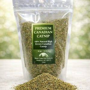 Fine Canadian Catnip for Cats – Strong Fresh Natural Nepeta Cataria – Catnip for Toys – Bulk Sizes – Resealable Bag 4 Oz (4 Cups)