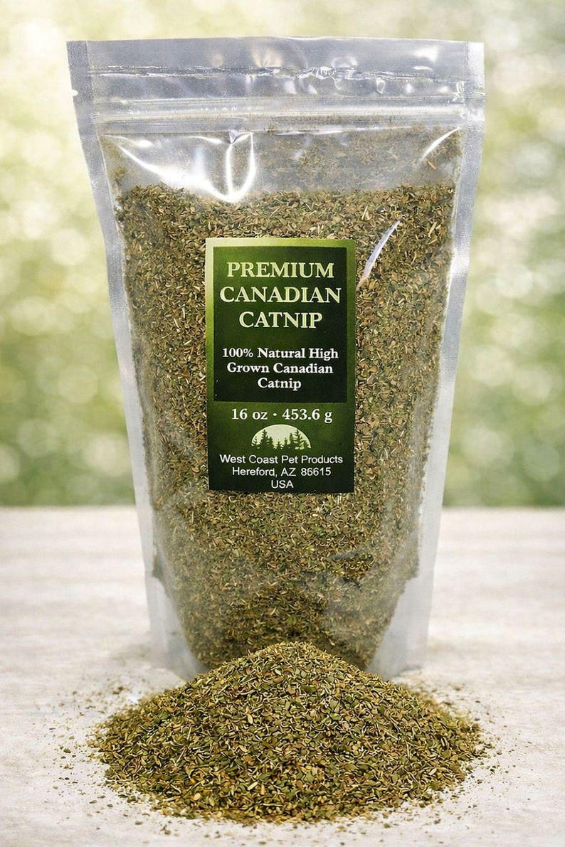 Fine Canadian Catnip for Cats – Strong Fresh Natural Nepeta Cataria – Catnip for Toys – Bulk Sizes – Resealable Bag 16 Oz (16 Cups)