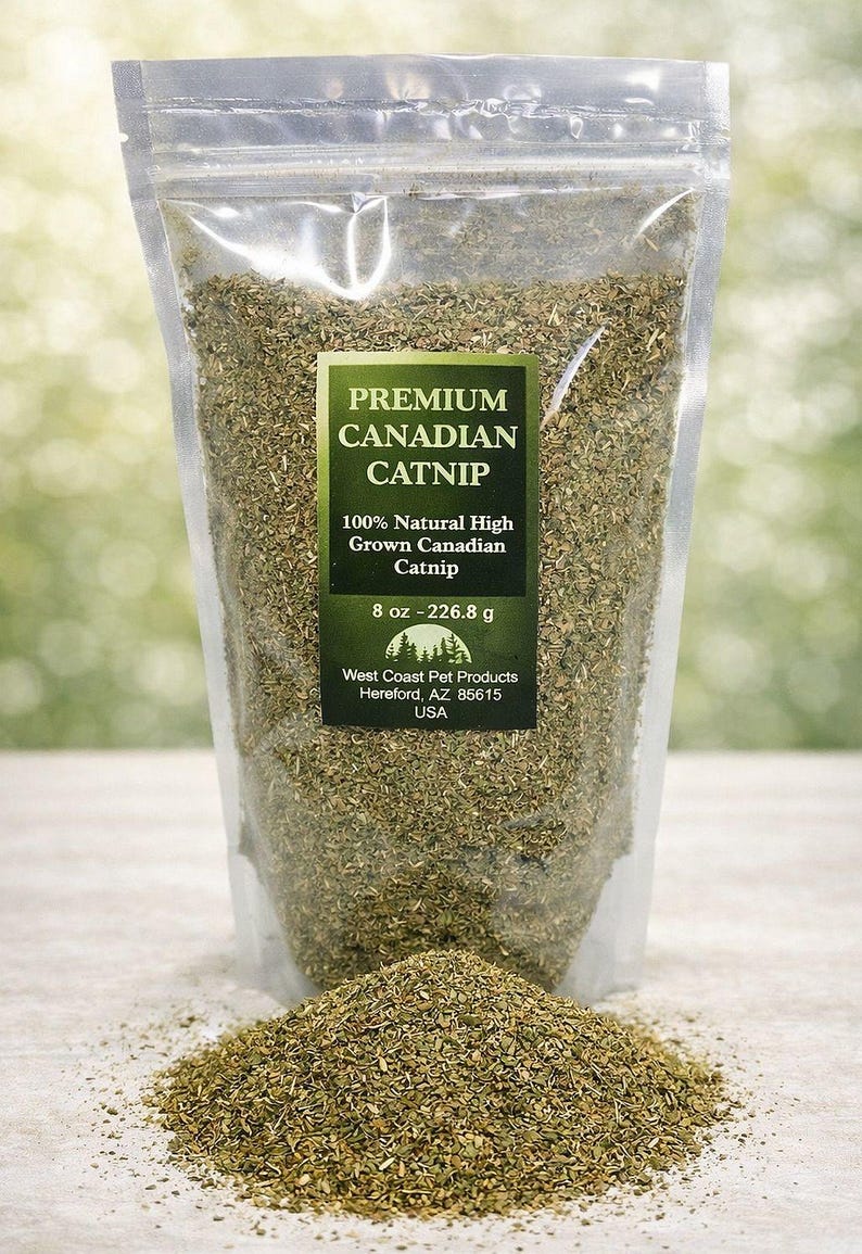 Fine Canadian Catnip for Cats – Strong Fresh Natural Nepeta Cataria – Catnip for Toys – Bulk Sizes – Resealable Bag 8 Oz (8 Cups)