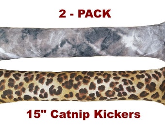 15" (2-Pack) (Canvas) Catnip Kicker Toys - Cat Nip Kick Sticks (Filled with 1 oz  Premium Canadian Catnip)