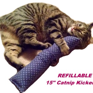 Refillable 15 Cotton Duck Catnip Kicker Toys Kitty Kick Stick Cat Nip Bunny Kicker Kickers Filled with 1 oz Premium Canadian Catnip image 2