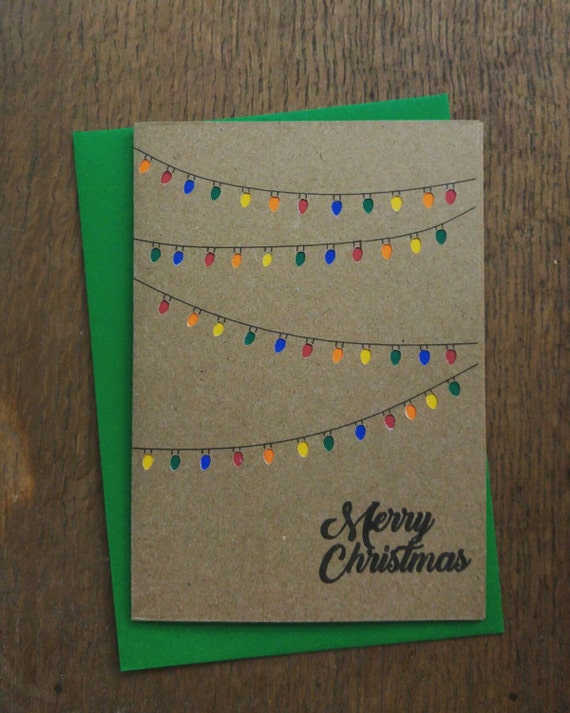 Items similar to Fairy Lights Christmas Card on Etsy