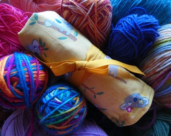 Fabric Crochet Hook Case with 9 crochet hooks included. Crochet Hook Roll. Crochet Hook Holder.